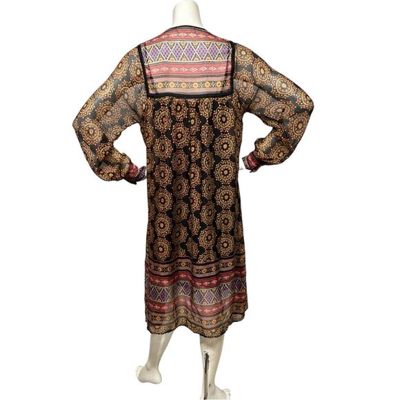 4 LOVE And LIBERTY Johnny Was Silk Mandala Dress Tassel Ties OVERSIZED S or M - Picture 9 of 16